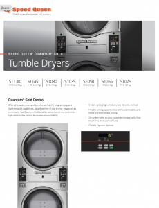 Laundromat Quantum Gold Tumble Dryers Sell Sheet