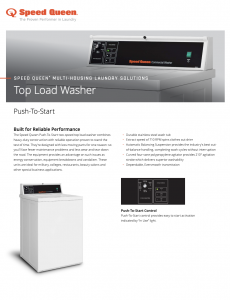 Multi-Housing Laundry Solutions Top Load Washer Push-To-Start Spec Sheet Cover