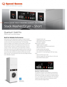 Speed Queen® Multi-Housing Laundry Solutions Quantum® Gold Pro Control Washers & Dryers Brochure