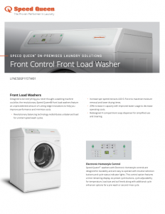 Speed Queen® On-Premises Laundry Solutions Front Control Front Load Washer Specsheet