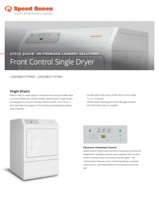 Speed Queen® On-Premises Laundry Solutions Front Control Single Dryer Specsheet