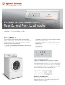 Speed Queen® On-Premises Laundry Solutions Rear Control Front Load Washer Specsheet