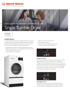 Speed Queen® On-Premises Laundry Solutions Single Tumble Dryer 75lb Specsheet
