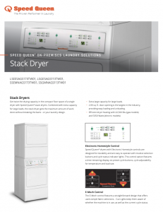 Speed Queen® On-Premises Laundry Solutions Stack Dryer Specsheet