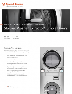 Speed Queen® On-Premises Laundry Solutions Stacked Washer-Extractor/Tumble Dryers Specsheet