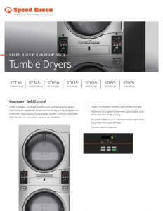 Speed Queen Quantum Gold & MDC II Controls Tumble Dryers Sellsheet