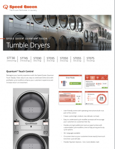 Speed Queen® Quantum® Touch Tumble Dryers Sellsheet