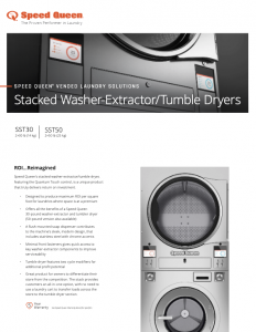 Speed Queen® Vended Laundry Solutions Stacked Washer-Extractor Tumble Dryers Sellsheet