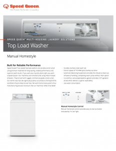 Multi-Housing Laundry Solutions Top Load Washer Manual Homestyle Spec Sheet Cover