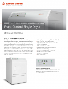 Multi-Housing Laundry Solutions Front Control Electronic Homestyle Single Dryer Spec Sheet Cover