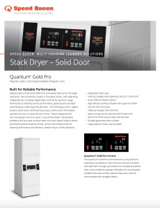 Multi-Housing Laundry Solutions Quantum® Gold Pro Stacked Dryer Spec Sheet Cover