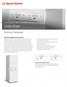 Multi-Housing Laundry Solutions Electronic Stacked Dryer Spec Sheet Cover - DL_AM21-0096