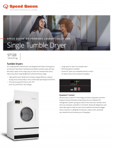 Commercial Laundry Solutions Single Tumble Dryer 120lb Spec Sheet Cover
